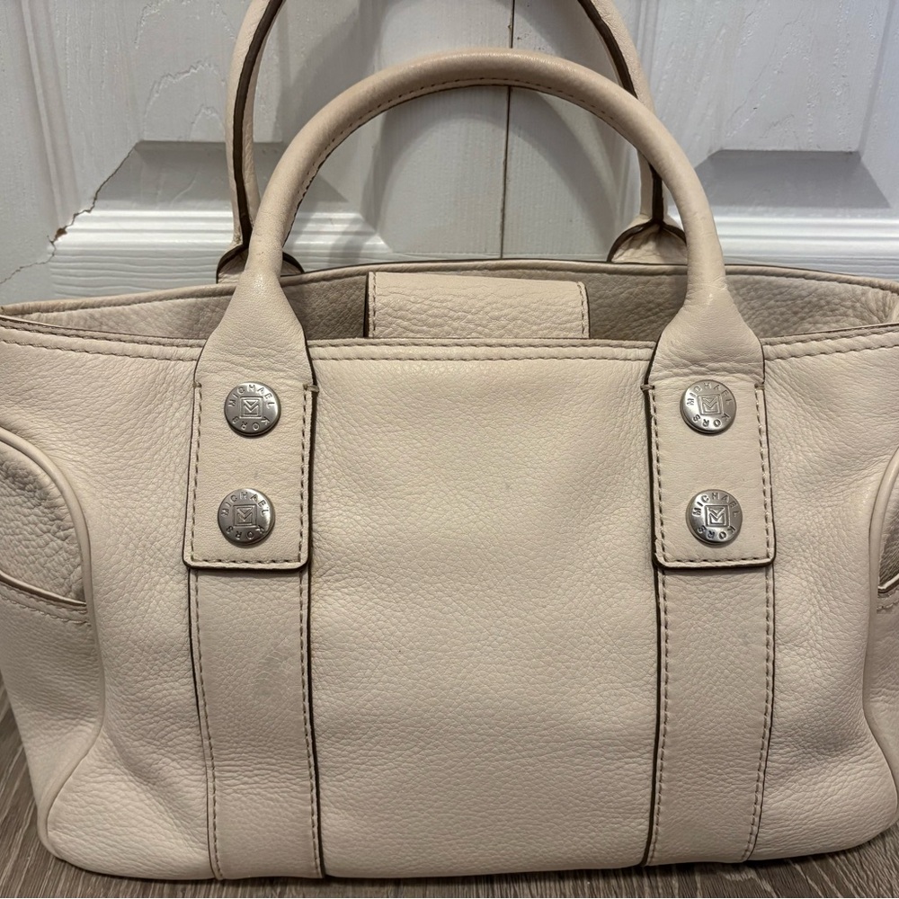 Michael Kors Pebbled Leather Satchel in Light Cream